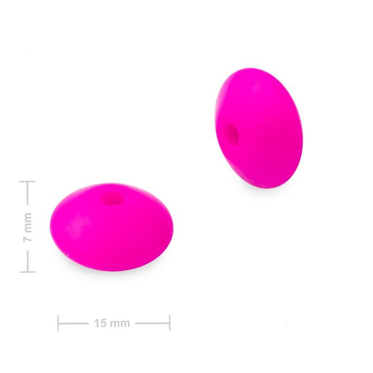 Silicone lentil beads 12x7mm Pink Glaze