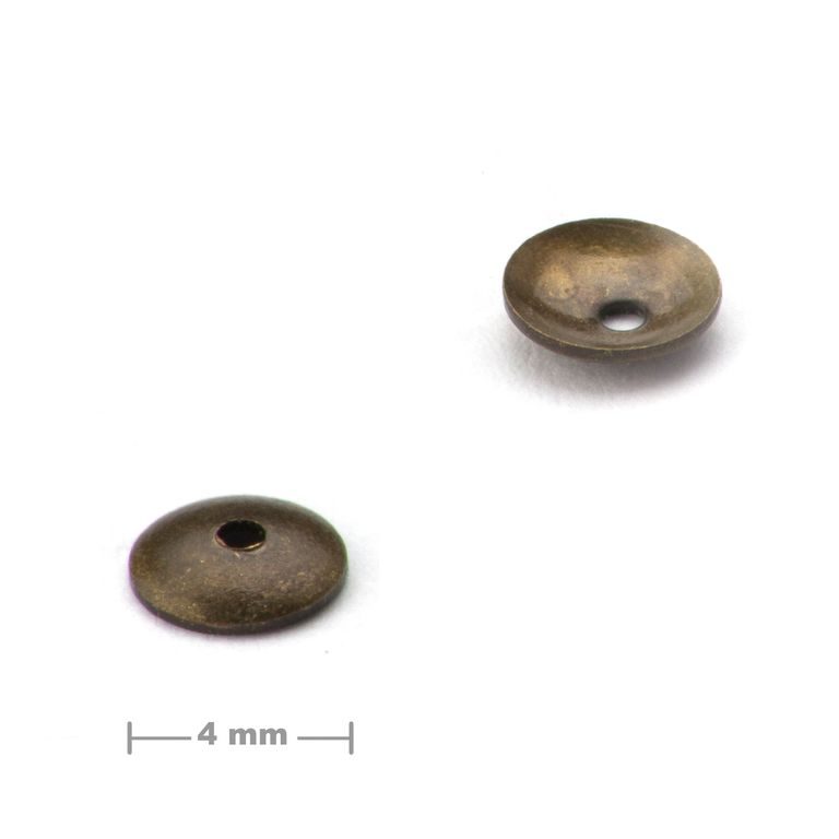 Eyepin bead cap 4mm antique brass