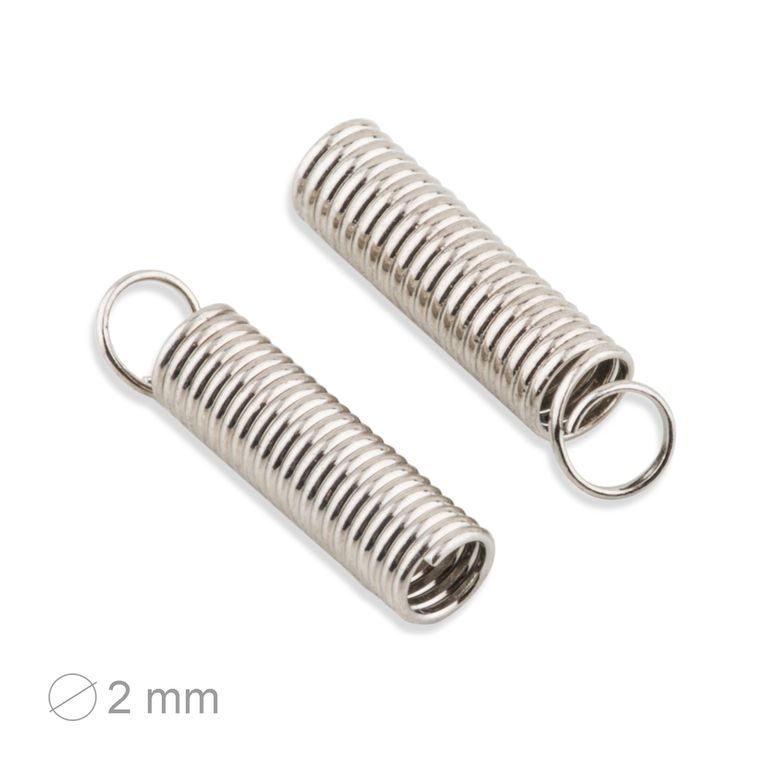 Spring crimping cord cap 2mm platinum