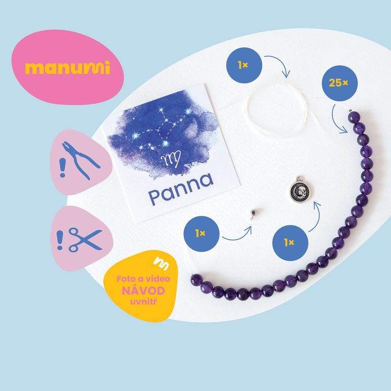 Manumi kreatívna súprava na výrobu náramku z minerálov so znamením zverokruhu Panna