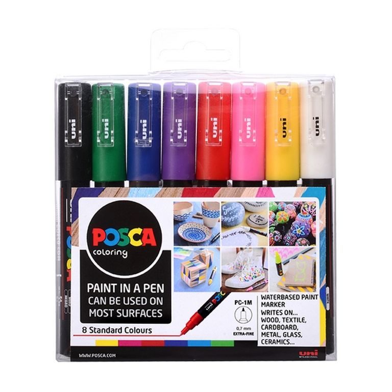 POSCA set markere 1M culori acrilice mix 8buc