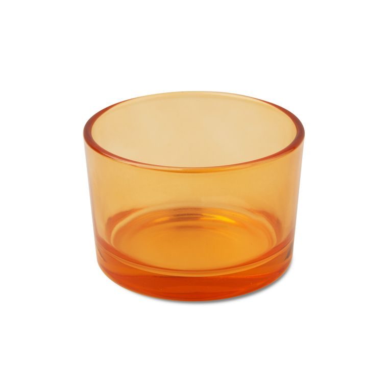 Glass container for candle 75 x 50 mm transparent orange
