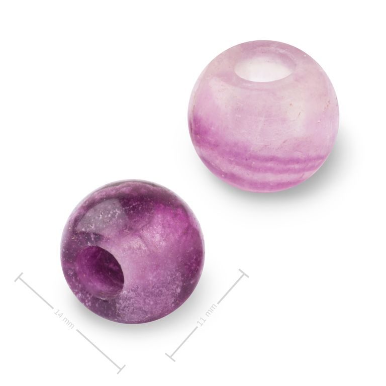 Mineral Fluorite bead with large hole for Macramé 14x11mm