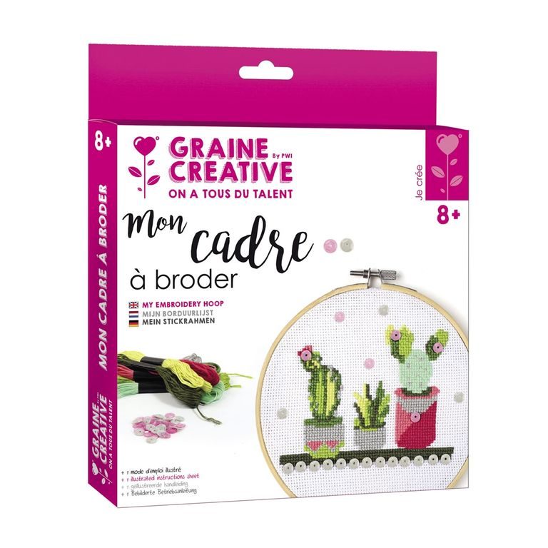 Embroidery kit decoration with a cactus motif