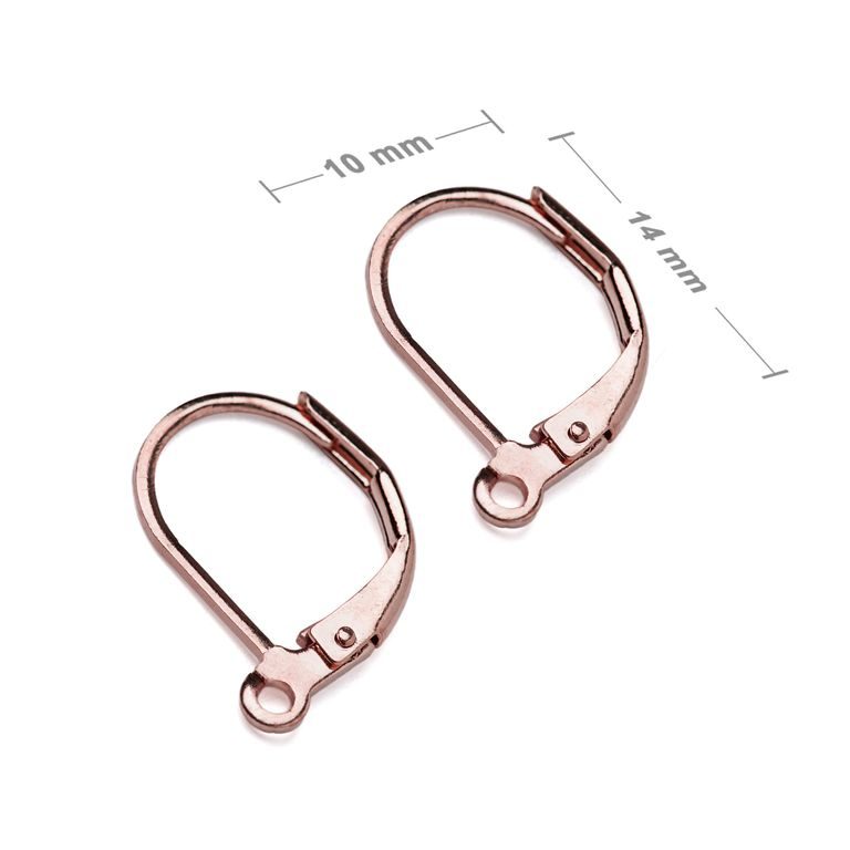Leverback earring hooks 14x10mm in rose gold colour