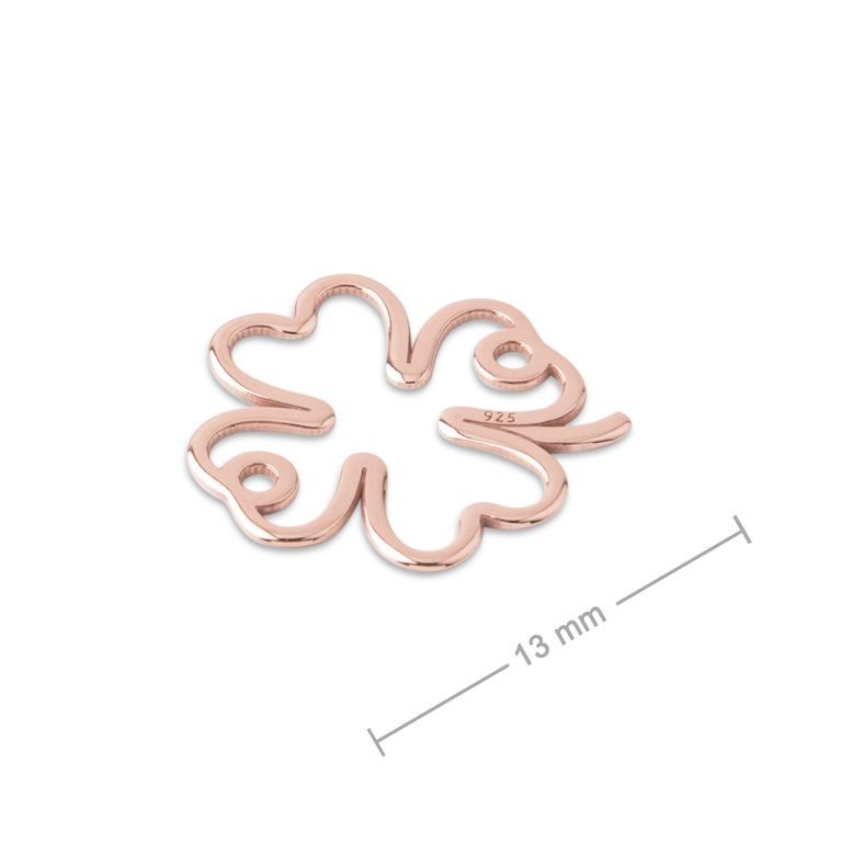 Silver connector clover rose gold-plated 13mm No.780