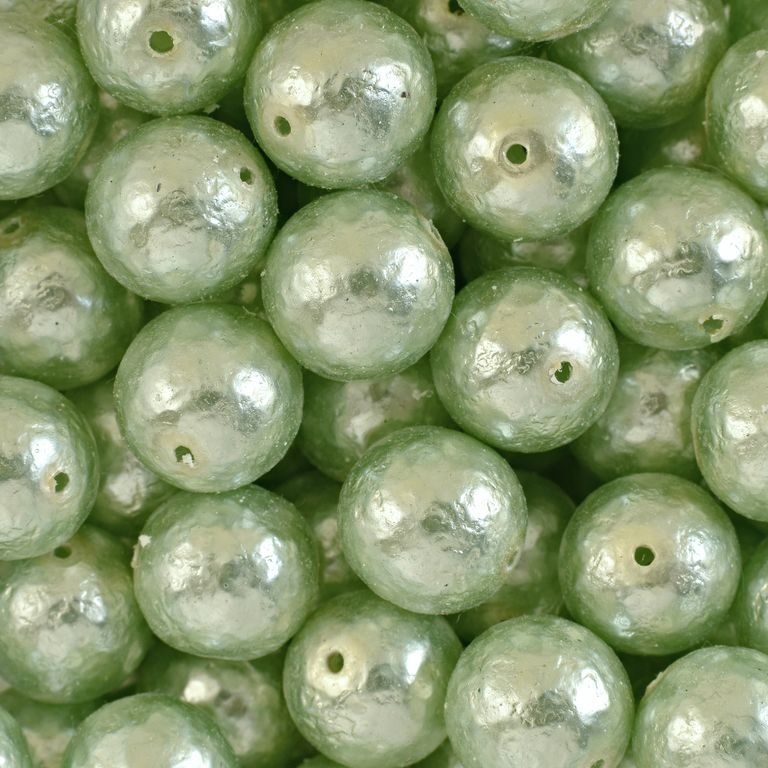 Czech glass pearls etched 14mm green