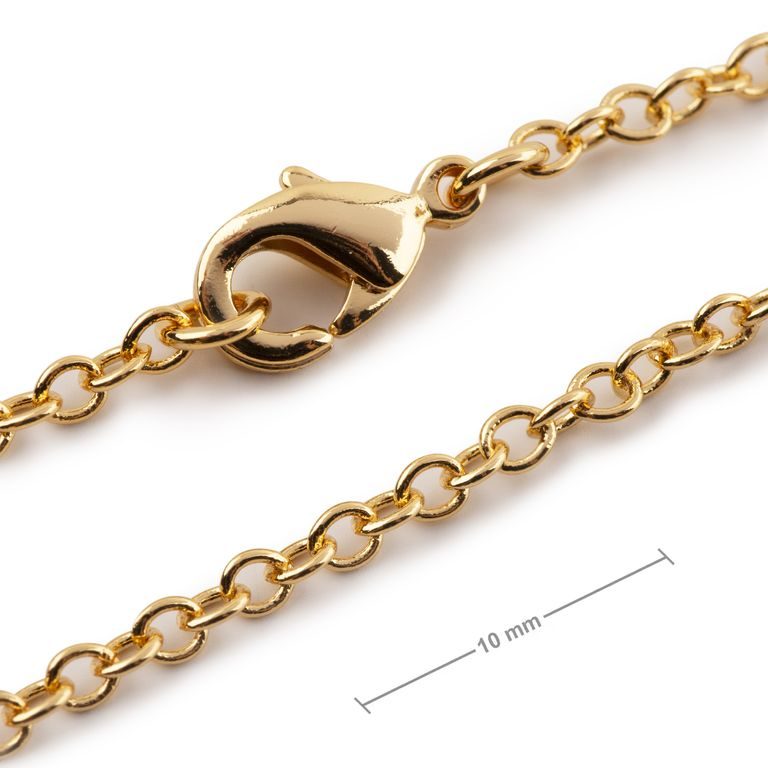 Jewellery chain with 2.5mm link with a clasp in the colour of gold 45cm