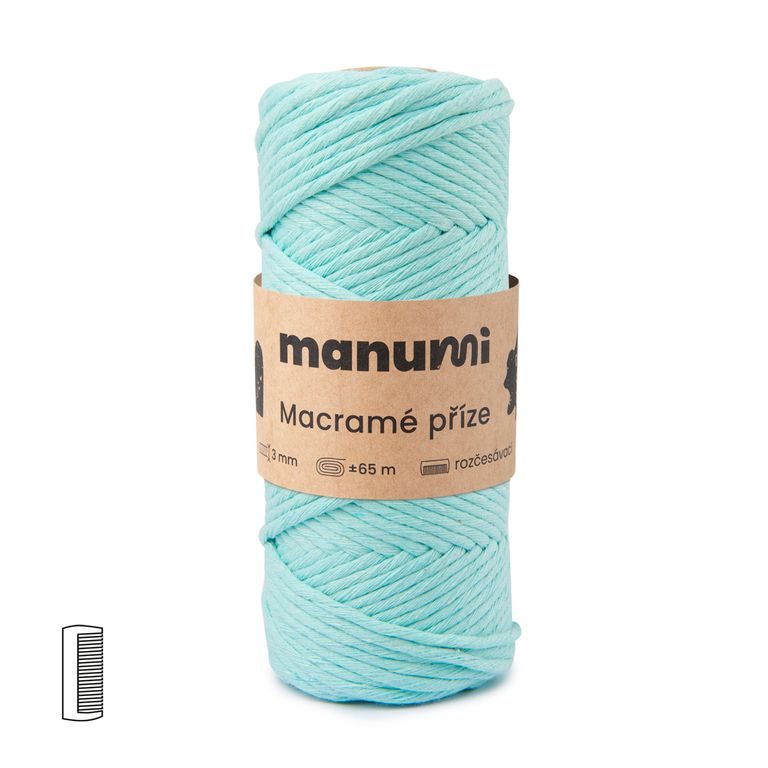 Manumi Fir textil Macramé răsucit 3mm turcoaz deschis