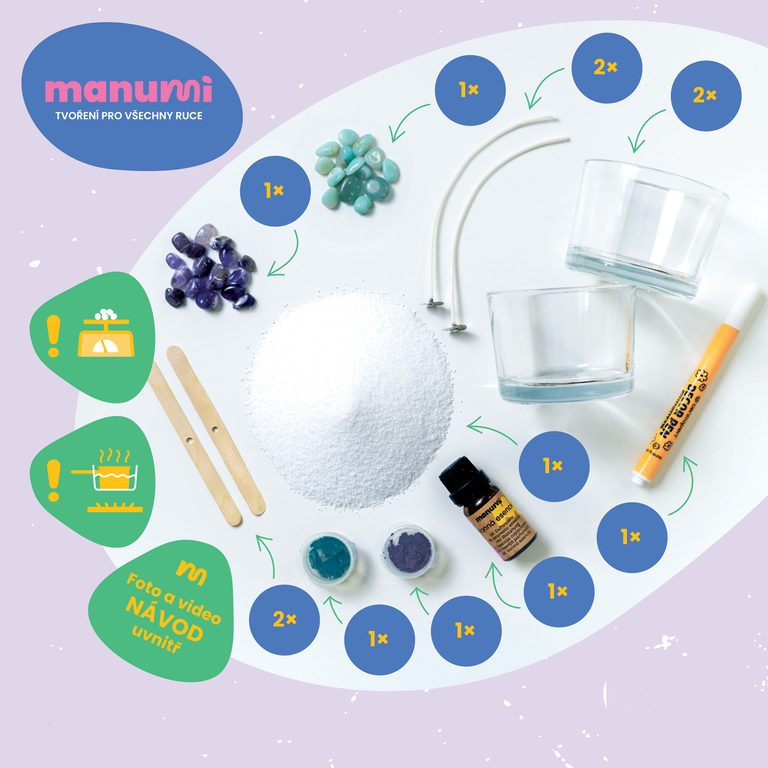 Manumi kreatívna sada na výrobu vonných sviečok s minerálmi