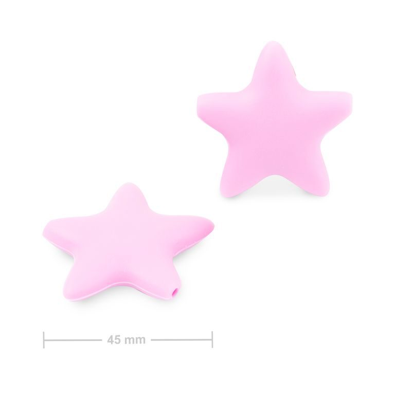 Silikonové korálky hvězdička 45x45mm Candy Pink