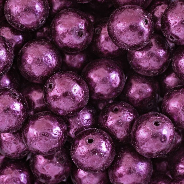 Czech glass pearls etched 14mm purple