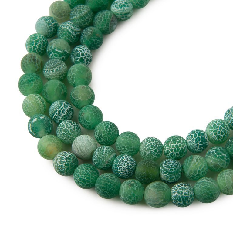 Crackle Green Agate beads matte 6mm