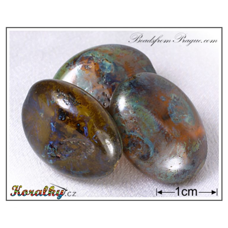 Czech glass Travertin pressed beads No.90