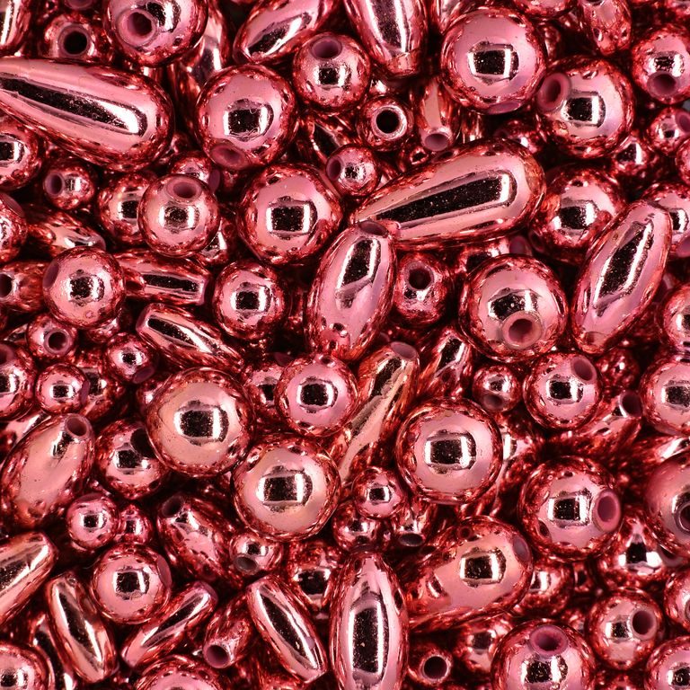 Metallic plastic beads pink