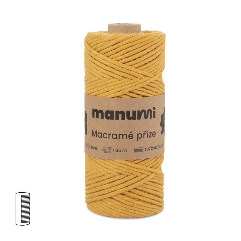 Manumi Fir textil Macramé răsucit 3 mm culoarea muștarului