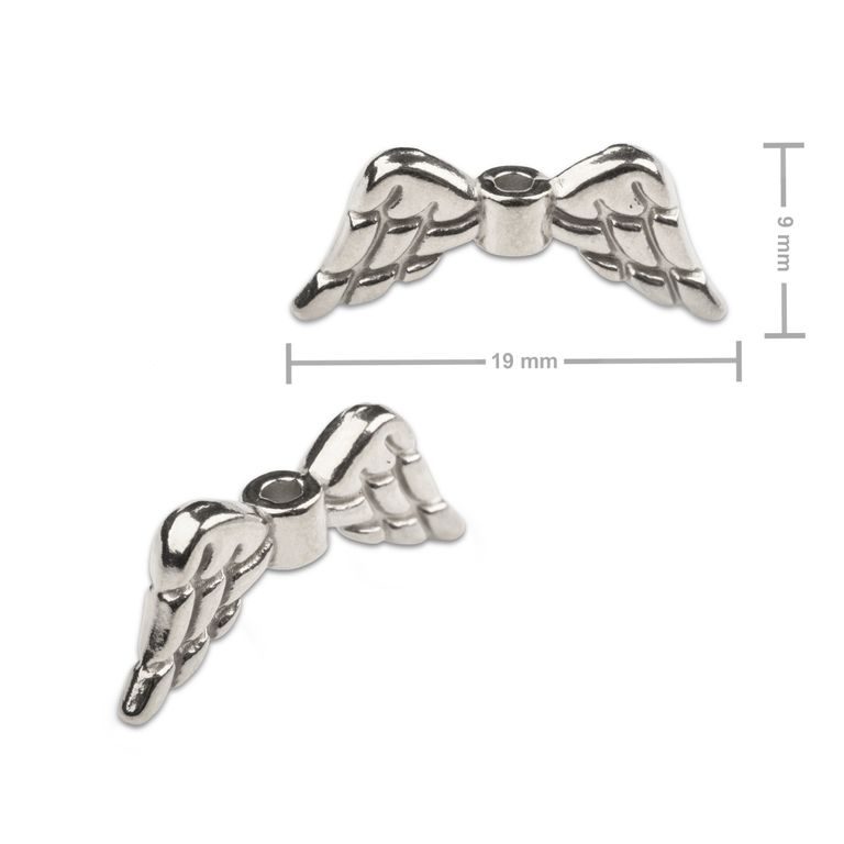 Korálek z chirurgické oceli ve tvaru andělských křídel 19 x 9 mm