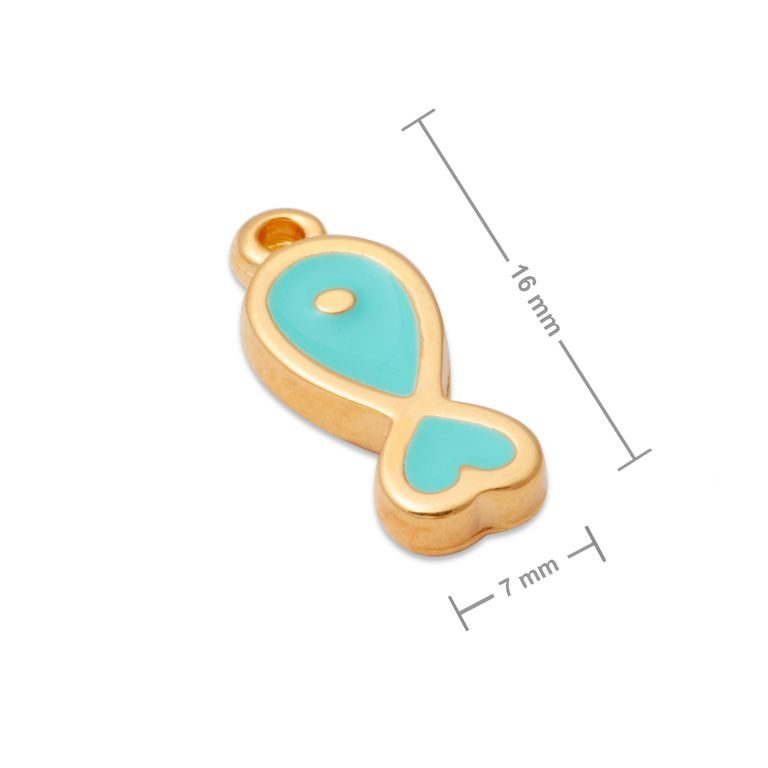 Manumi pendant turquoise little fish 16x7mm gold-plated