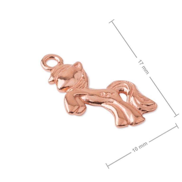 Silver pendant pony rose gold plated No.1016