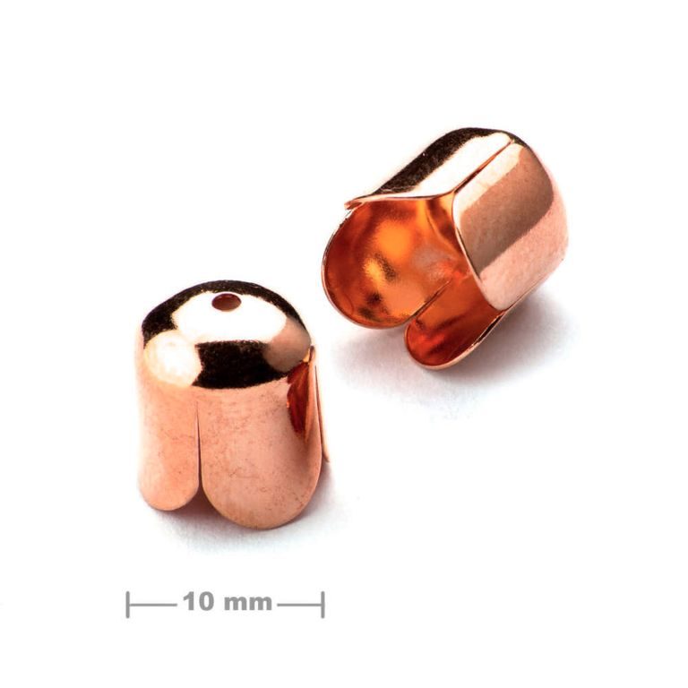 Bead cap tulip 10mm rose gold