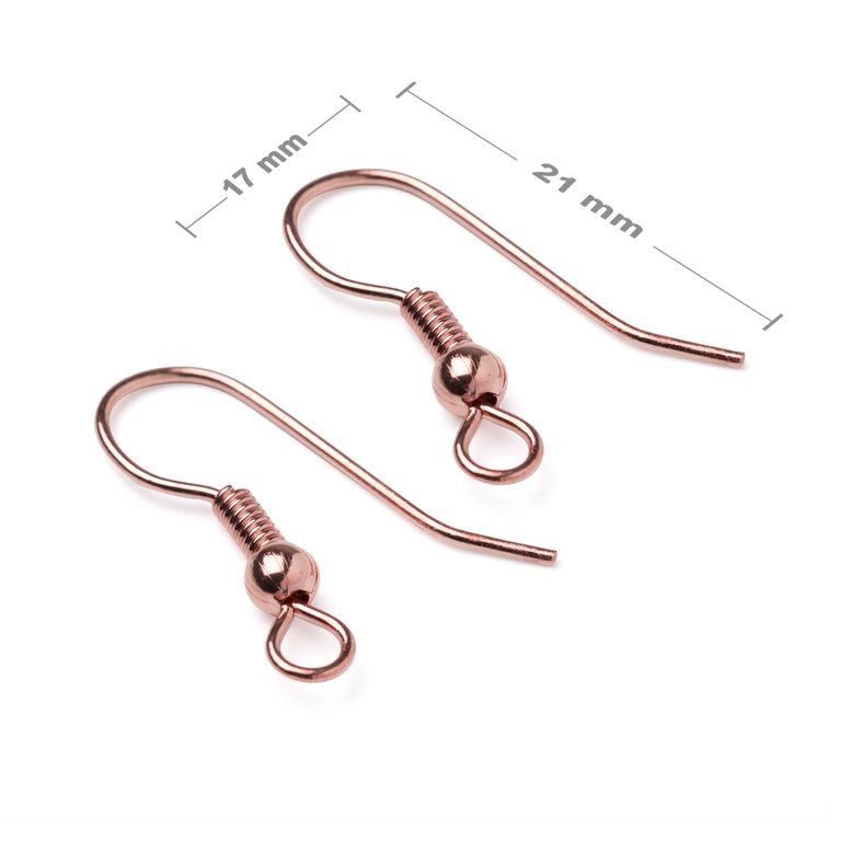 Náušnicové afroháčky s kuličkou 21x17mm v barvě rose gold