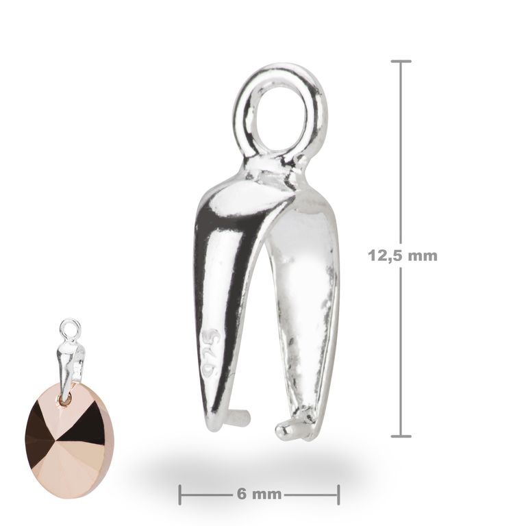 Sterling silver 925 pendant bail 12.5x6mm No.303