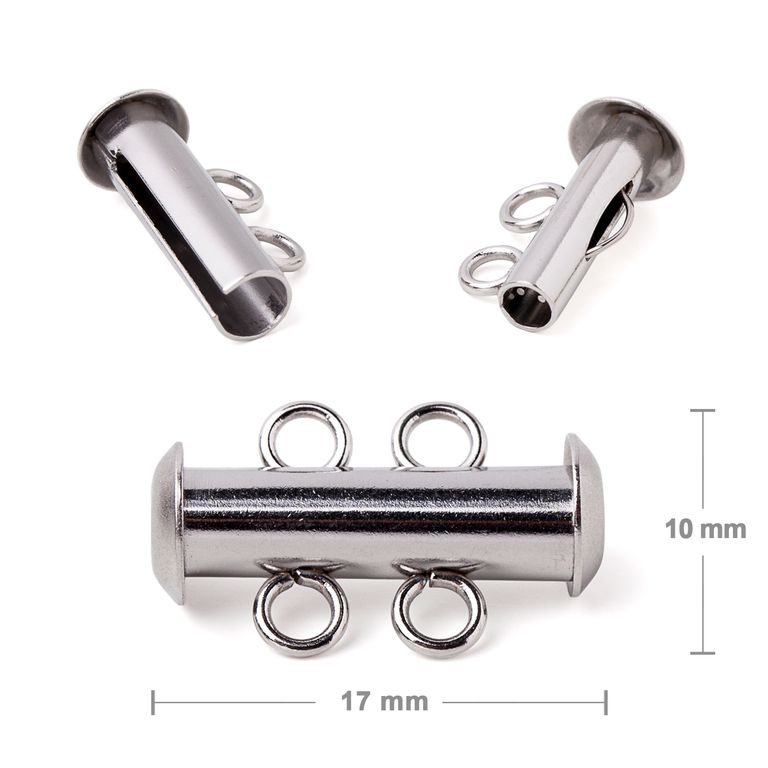 Stainless steel 316L two-loop slide tube clasp 17x10mm