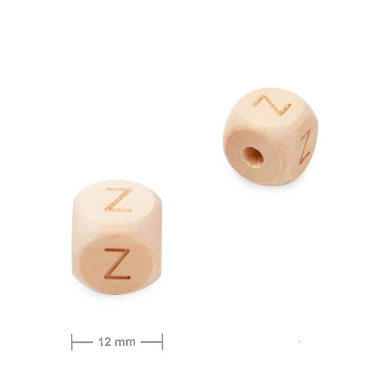 Mărgele din lemn cub 12mm cu litera Z