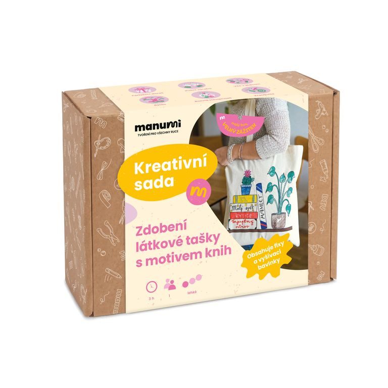 Manumi kreativní sada na zdobení látkové tašky s motivem knih