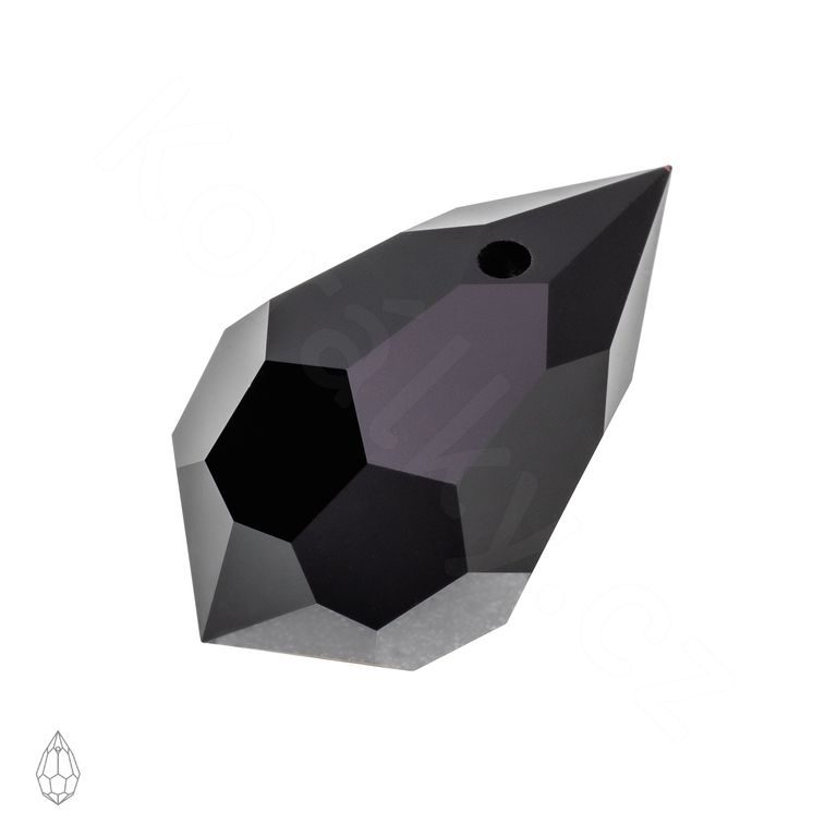 Preciosa MC přívěsek kapka 681 6x10mm Jet Hematite