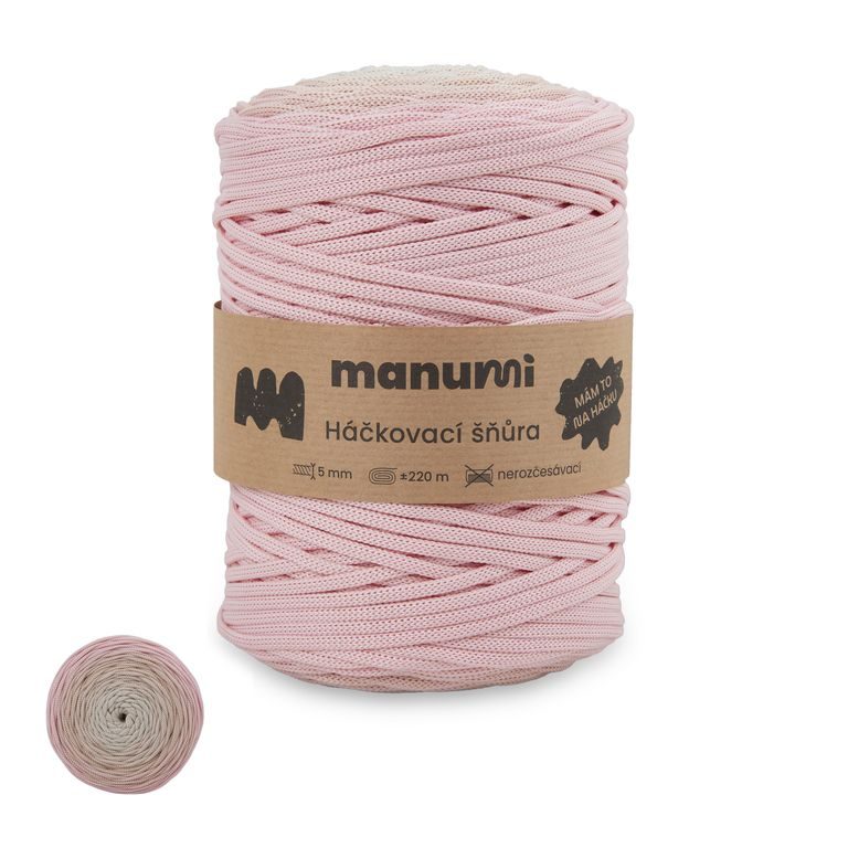 Manumi crochet polyester cord 5 mm ombré pink