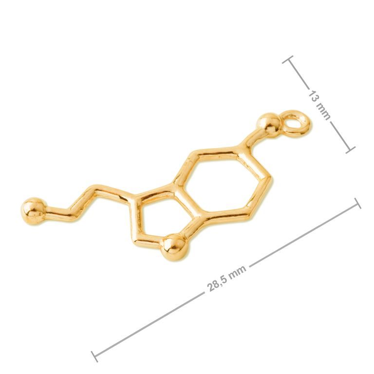 Stříbrný přívěsek chemický vzorec serotonin pozlacený 24K zlatem