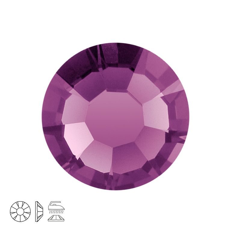 Preciosa MC nažehľovacie šatónové ruže MAXIMA SS20 Amethyst