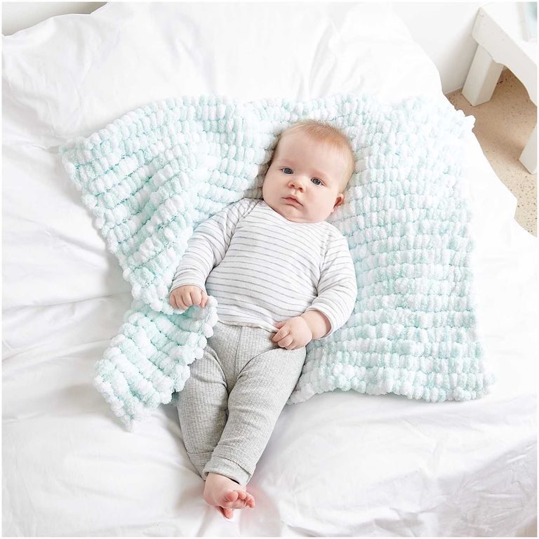 Rico design háčkovacia bambulková priadza POMPON Print tyrkysovo-biela
