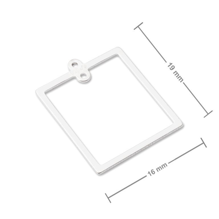 Amoracast náušnicové ramínko čtverec s dvěma ověsy 19x16mm stříbrné