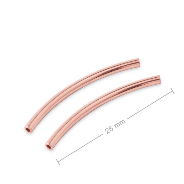 Distanțier tubular curbat din argint 25x1,5mm placat cu aur roz de 18K nr.738