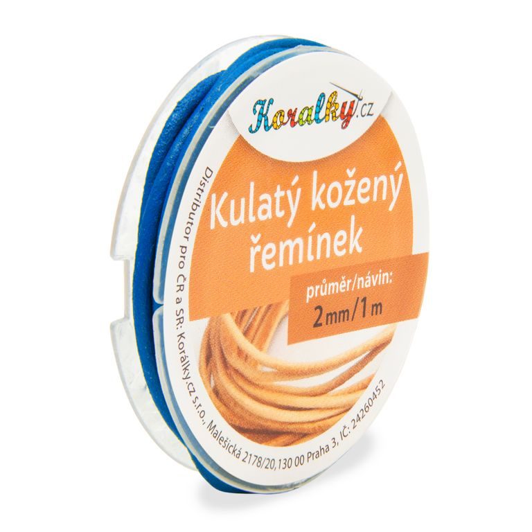 Kulatý kožený řemínek 2mm/1m modrý č.38