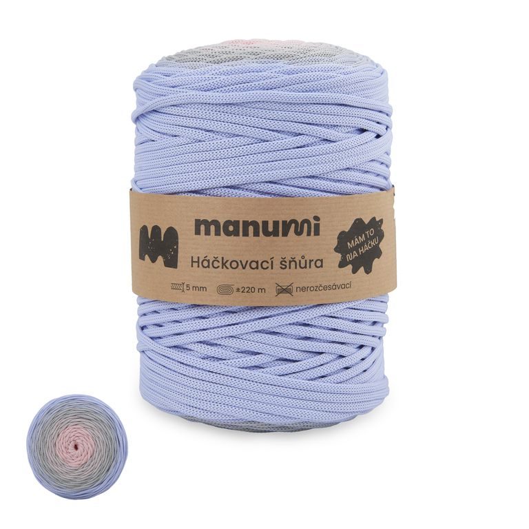 Manumi crochet polyester cord 5 mm ombré pastel