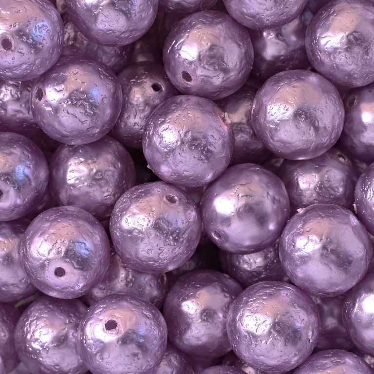 Czech glass pearls etched 14mm light purple