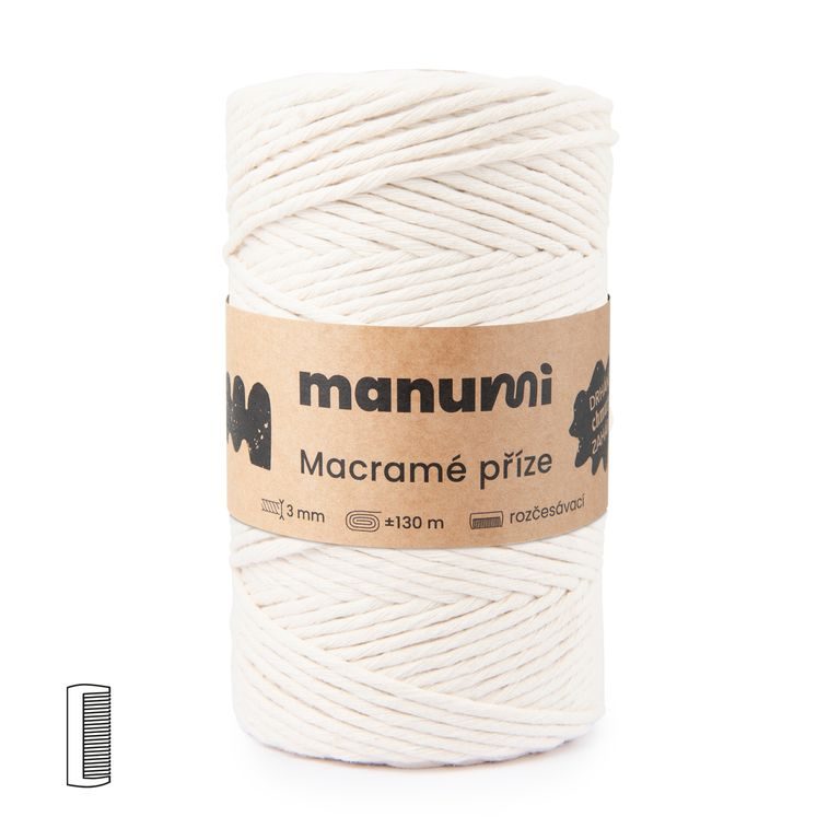 Manumi Fir textil Macramé răsucit 3mm 130m natural