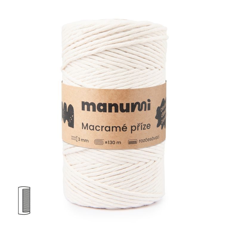 Manumi Macramé příze stáčená 3mm 130m natural