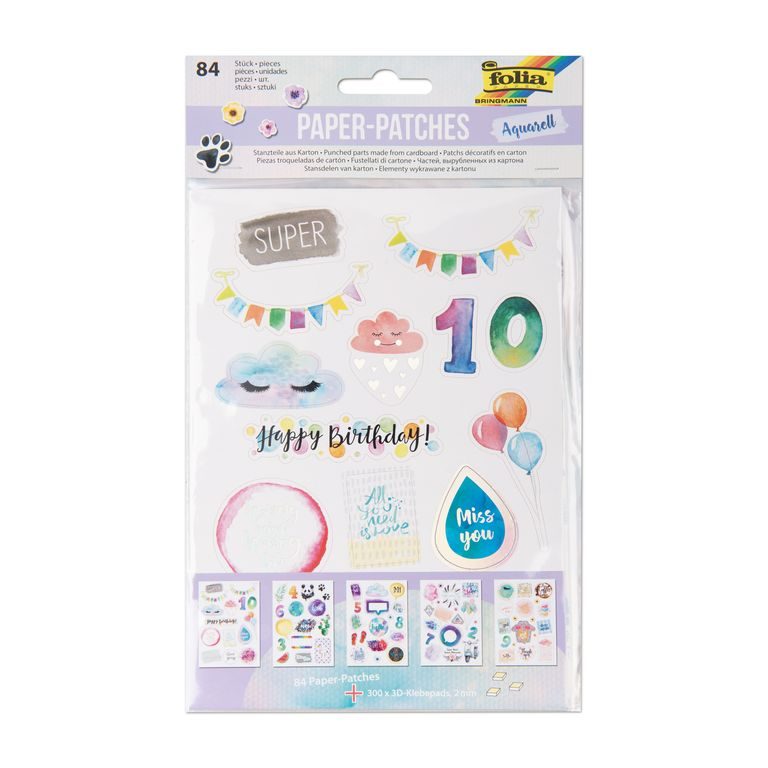 Paper cutouts Aquarell 84 pcs