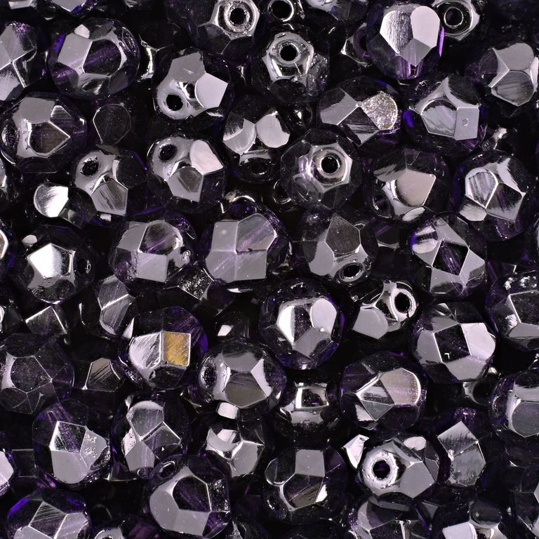 Glass fire polished beads 6mm Tanzanite