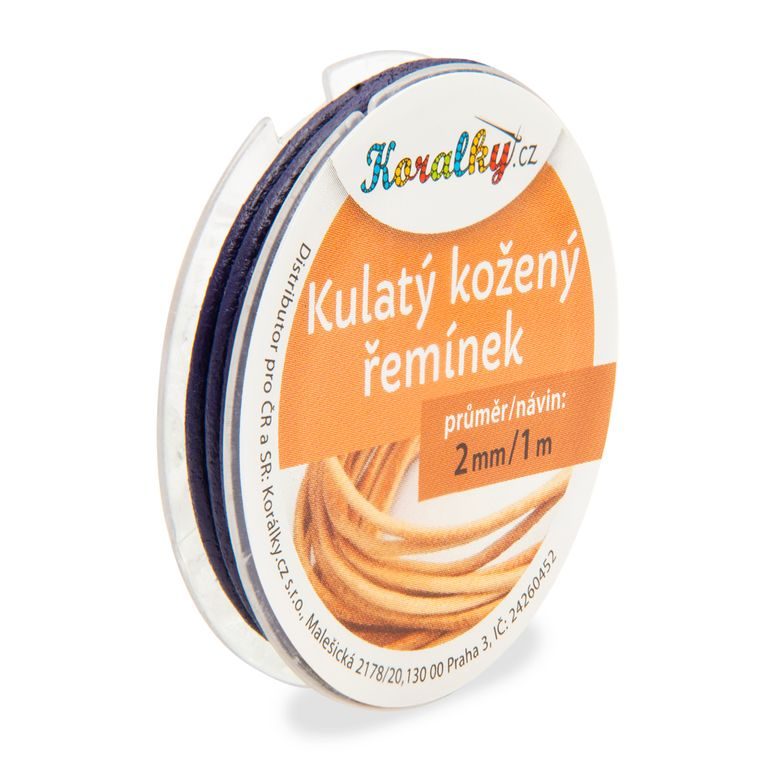 Okrúhly kožený remienok 2mm/1m fialový č.39