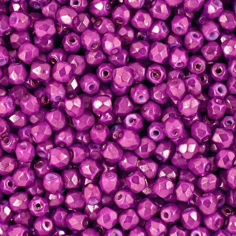 Glass fire polished beads 3mm Halo Ethereal Madder Rose