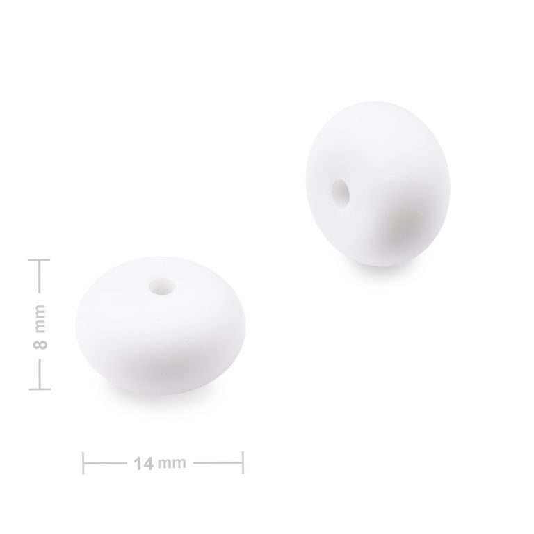 Silikónové koráliky rondelky 14x8mm Snow White