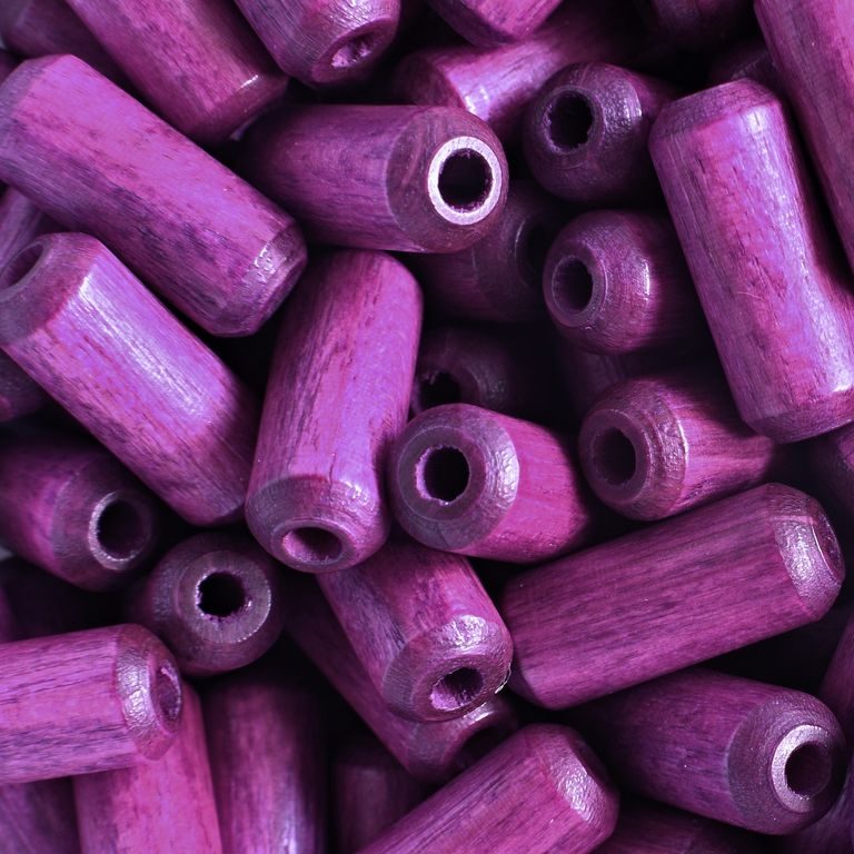 Czech wooden beads stick 15x6mm purple No.224