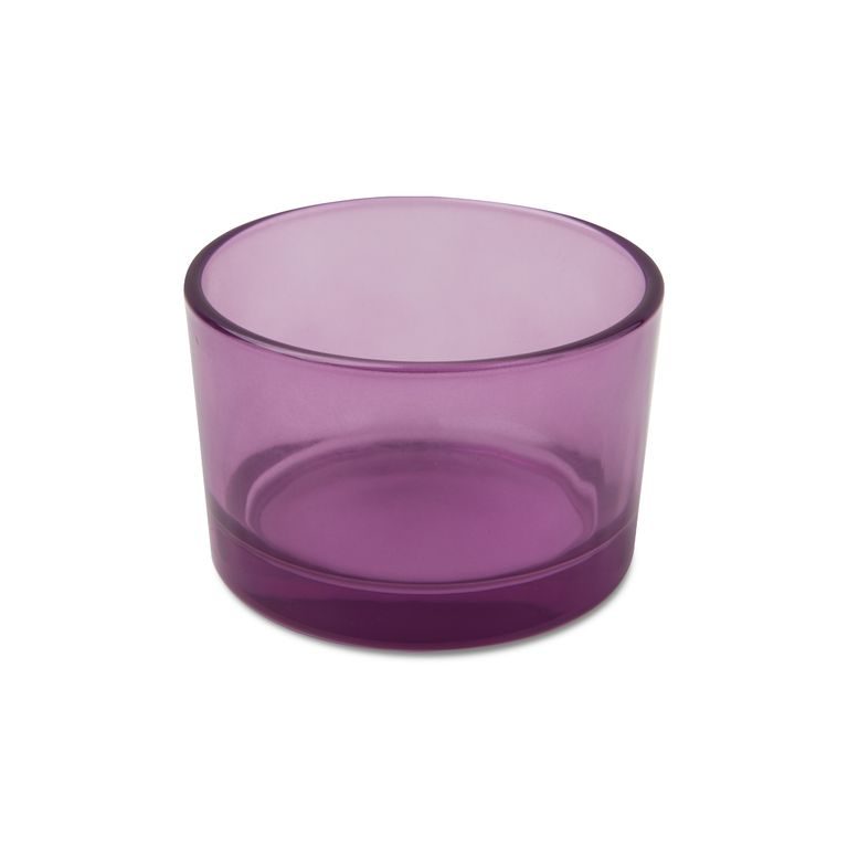 Sklenená nádoba na sviečku 75 x 50 mm priehľadná fialová