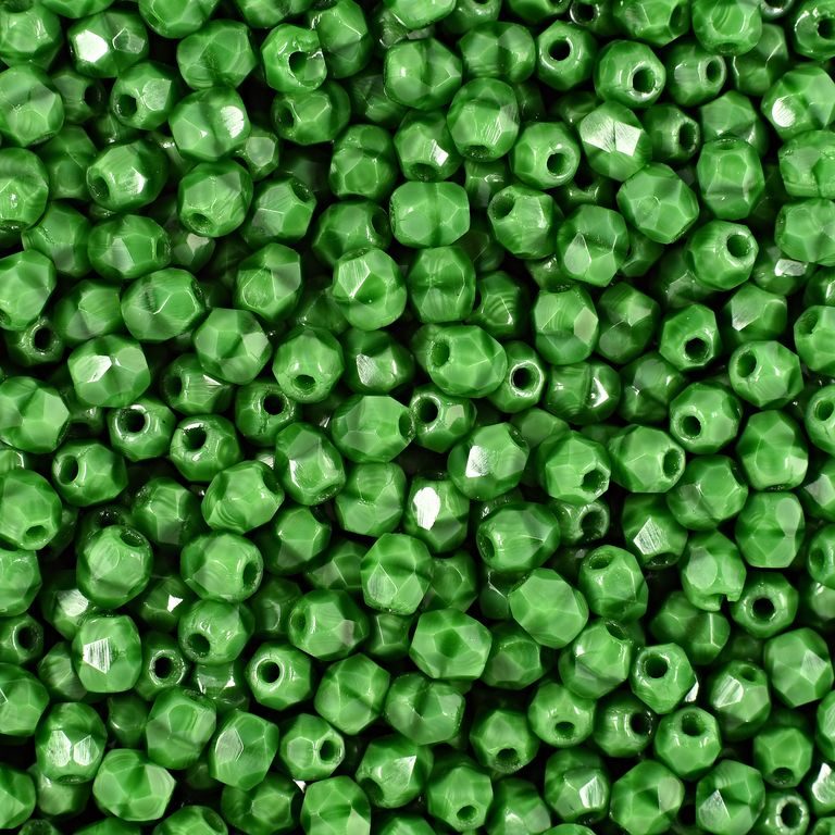 Glass fire polished beads 3mm Opaque Green White Black