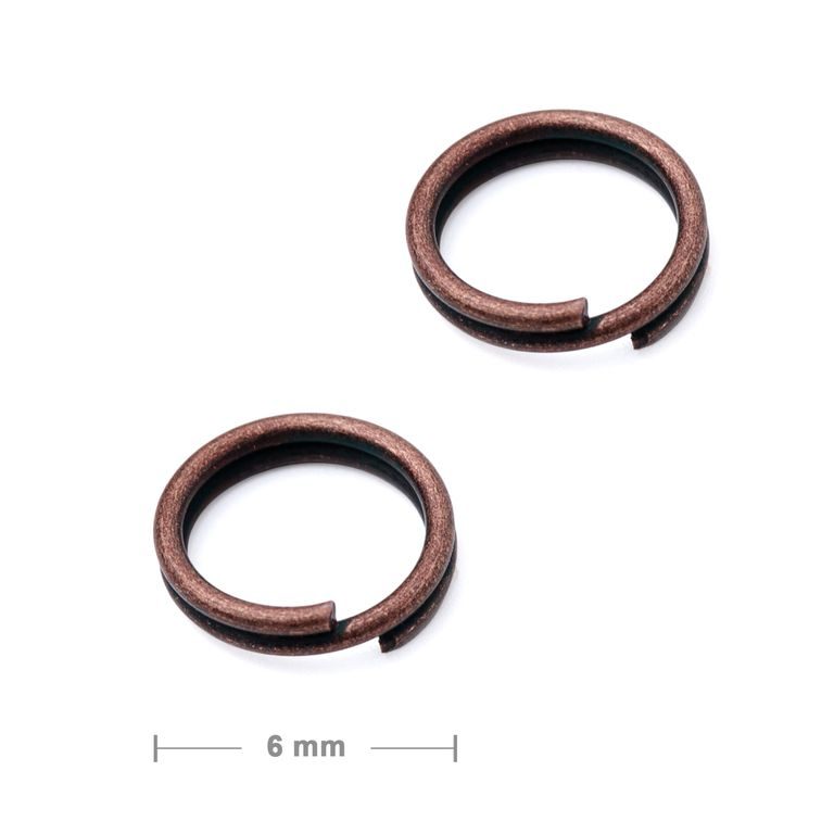 Double jump ring 6mm antique copper